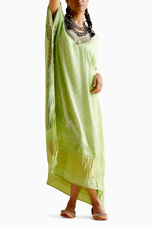 Anuradha Kalamkari Neon Kaftan