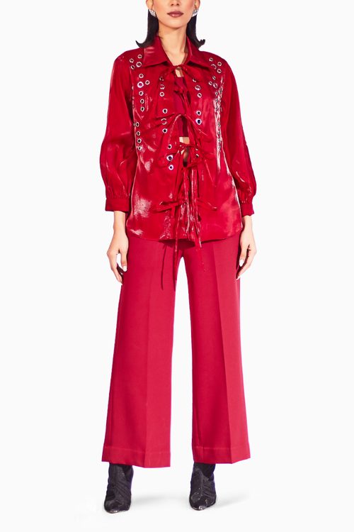 Maroon Cherry Sheer Co-ord Set