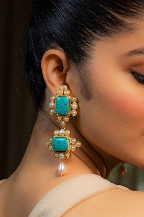 Travel Blues Statement Earrings