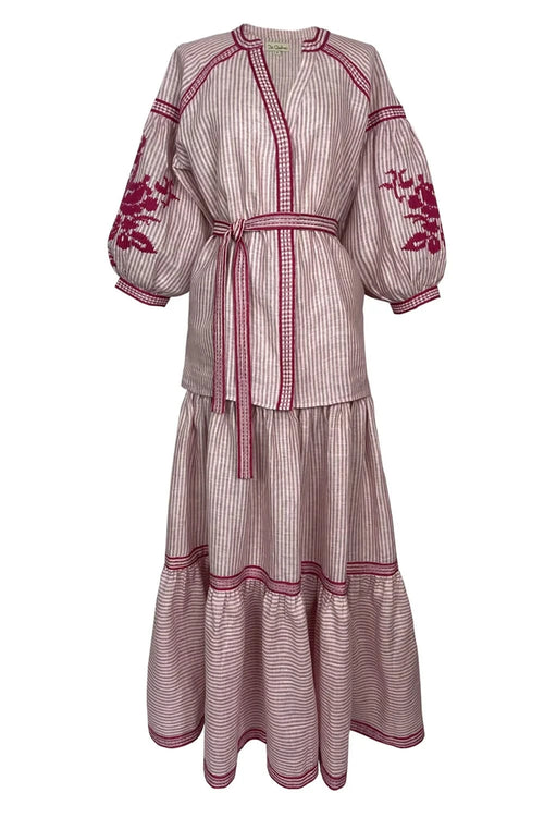 Pink Stripe Linen Set
