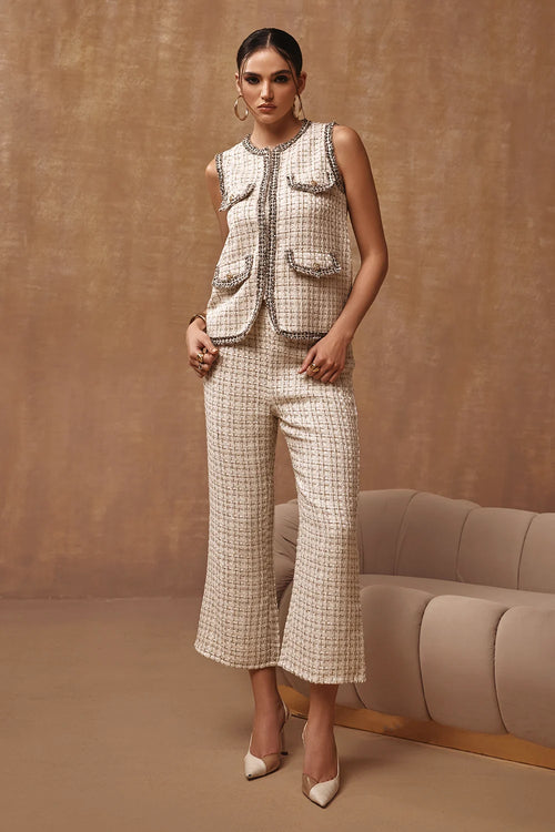 Creme Metallic Tweed Co-ord Set