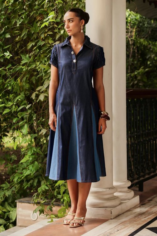 Cinqiterri Denim Midi Dress