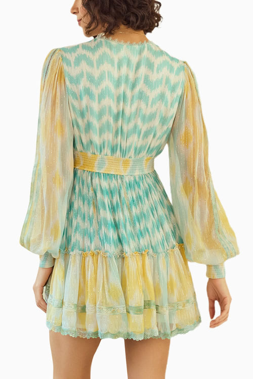 Ikat Two-Toned Printed Short Dress
