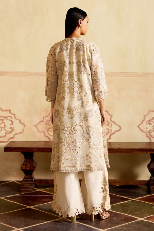 Ivory and Silver Embroidered Jacket