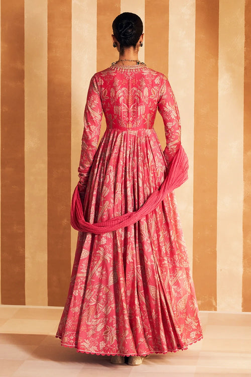 Yaqoob Fucshia Anarkali Set