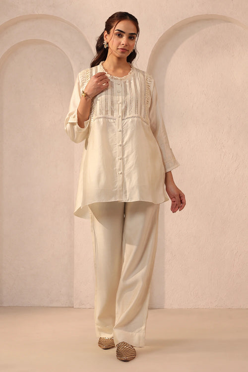 Vaayu Ivory Pintuck Co-ord Set