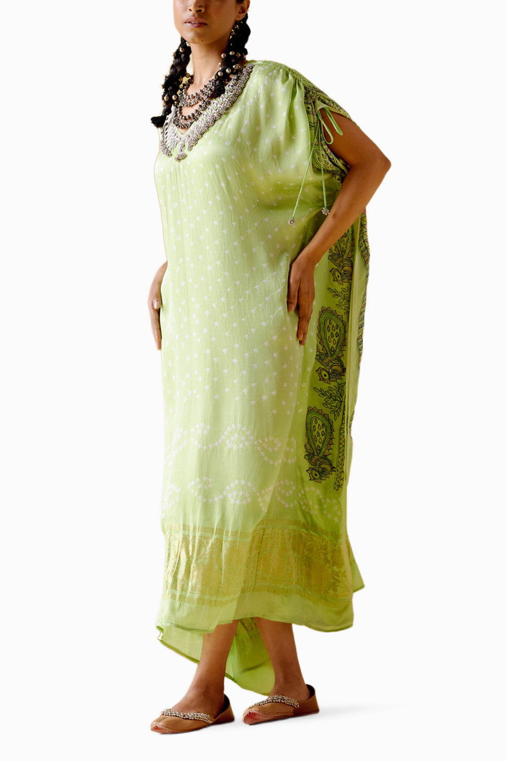 Anuradha Kalamkari Neon Kaftan