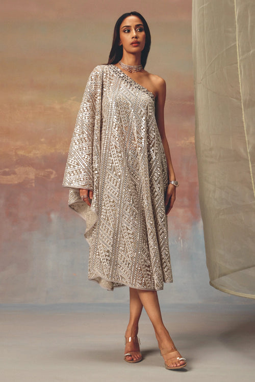 Silver One Shoulder Dress