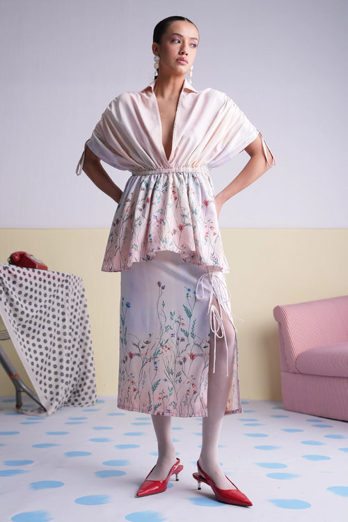 Millie Georgette Ruched Top with Skirt