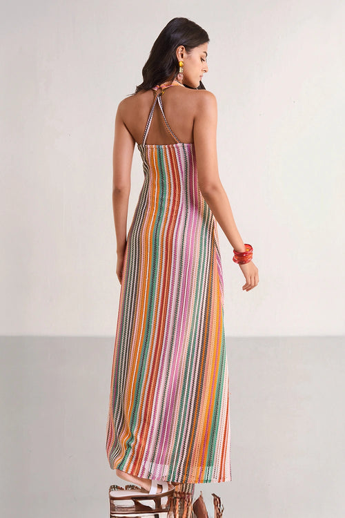 Halter Neck Crochet Knit Maxi