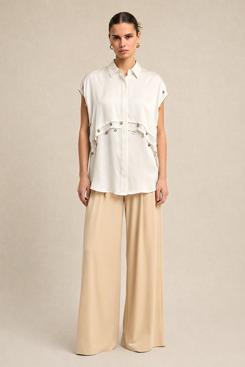 Ivory White Coin Flap Shirt
