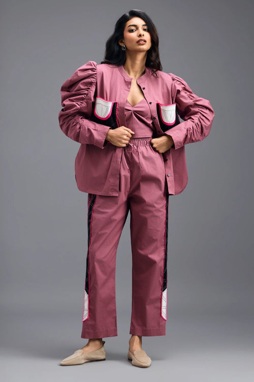 Pink Co-ord Set with Bralette and Elasticated Pants