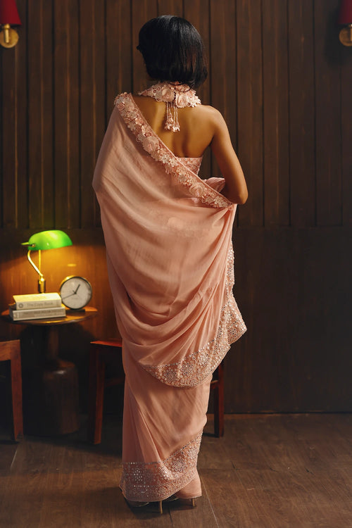 Georgette 3D Flowers  Embellished Saree