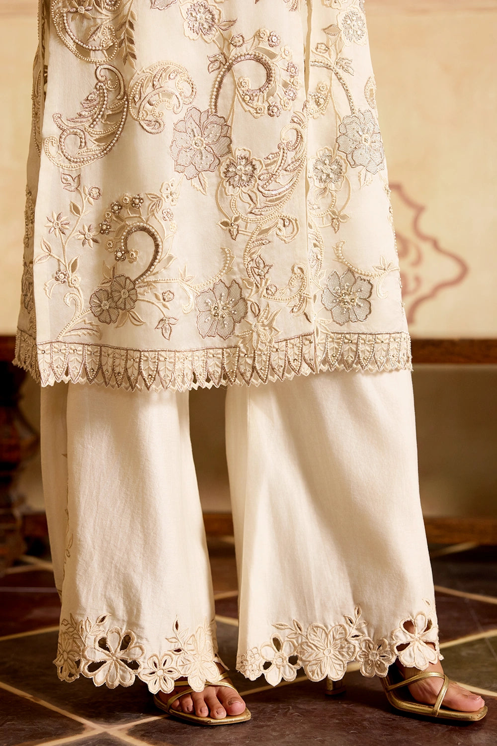 Ivory and Silver Embroidered Jacket