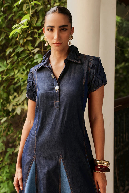 Cinqiterri Denim Midi Dress