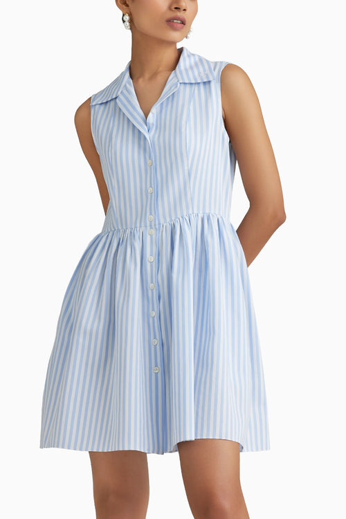 Blue Striped Short Tennis Dress