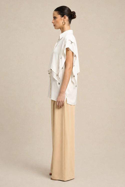 Ivory White Coin Flap Shirt