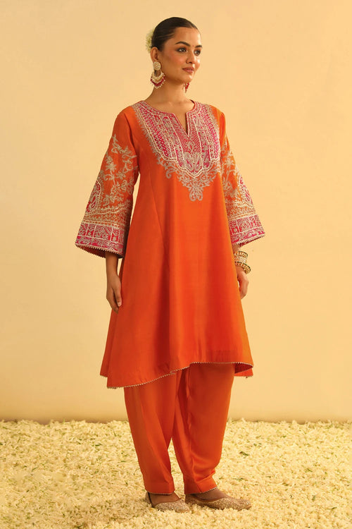 Mohsina Orange Chauga with Salwar