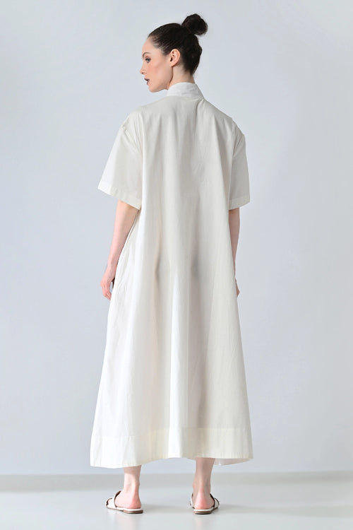 Ivory Blossom Printed Statement Shirt Dress