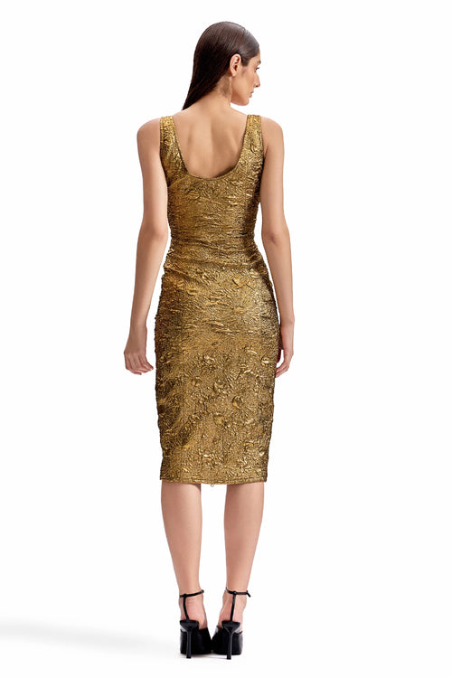 Antique Gold Front-Zip Dress