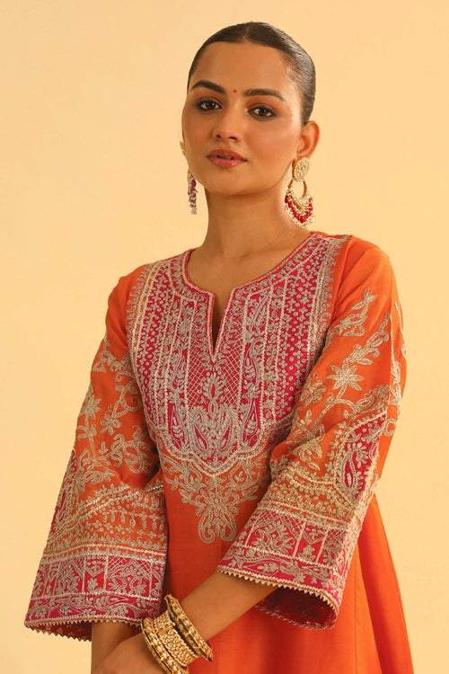 Mohsina Orange Chauga with Salwar