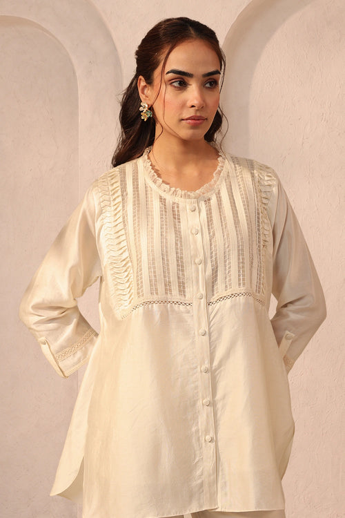 Vaayu Ivory Pintuck Co-ord Set