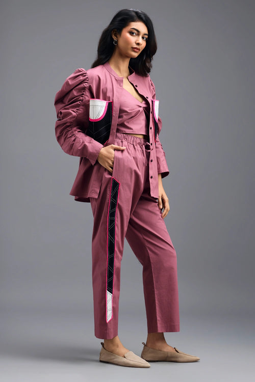 Pink Co-ord Set with Bralette and Elasticated Pants