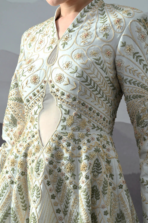 Ivory Silhouette Gown With Intricate Hand-Embroidered Motifs