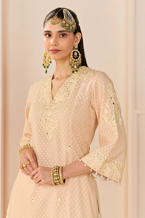 Ruhani Carnation Pink Long Kurta with Skirt and Dupatta