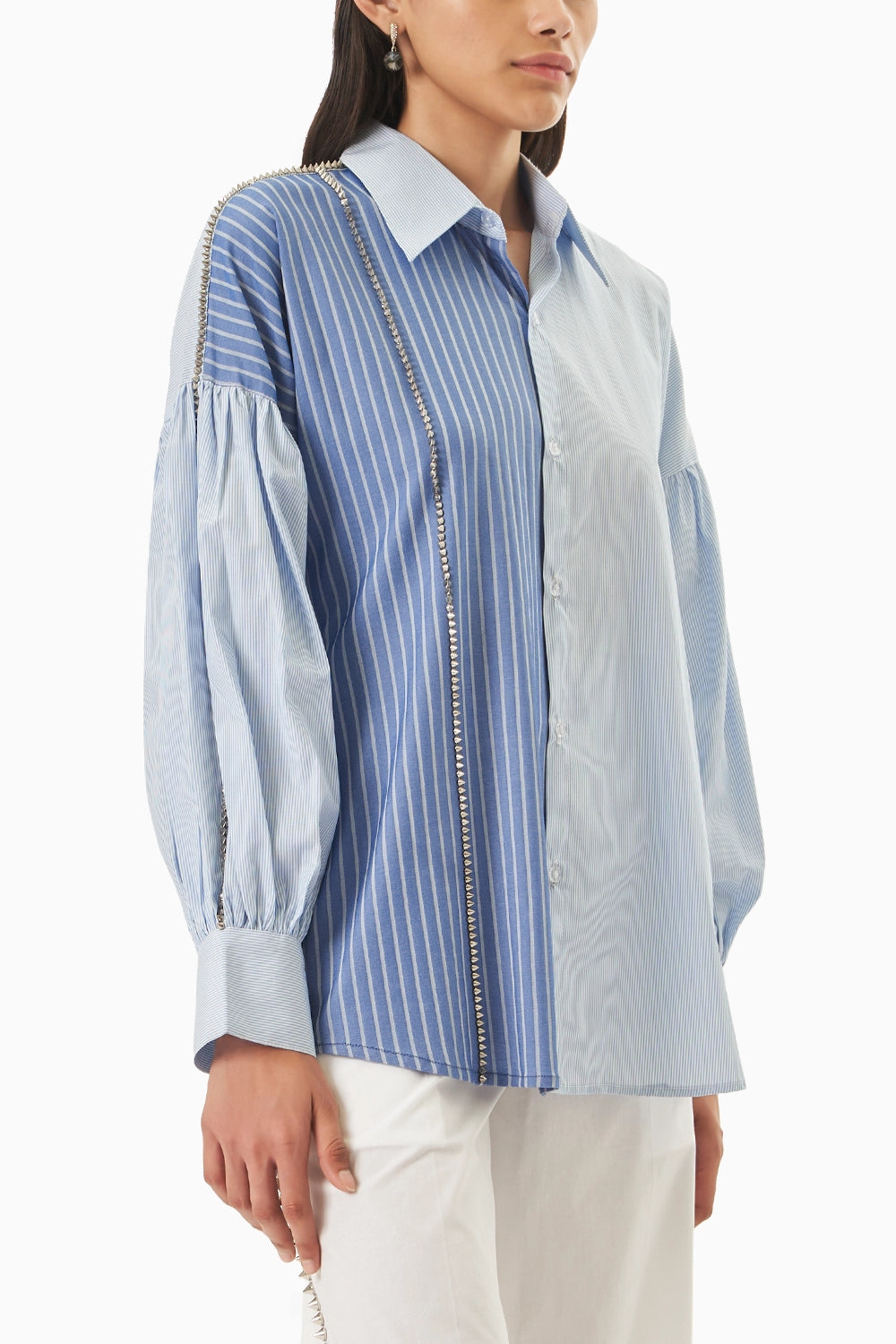Blue Cotton 2 Panel Shirt