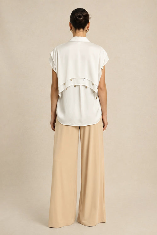 Ivory White Coin Flap Shirt