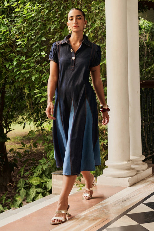 Cinqiterri Denim Midi Dress