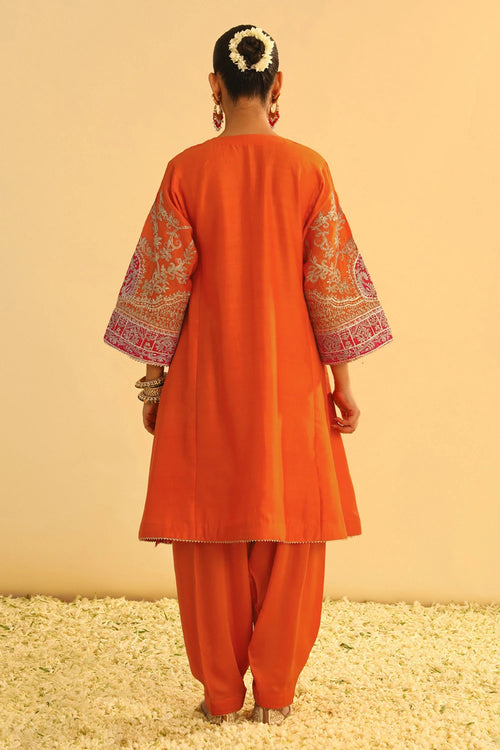 Mohsina Orange Chauga with Salwar