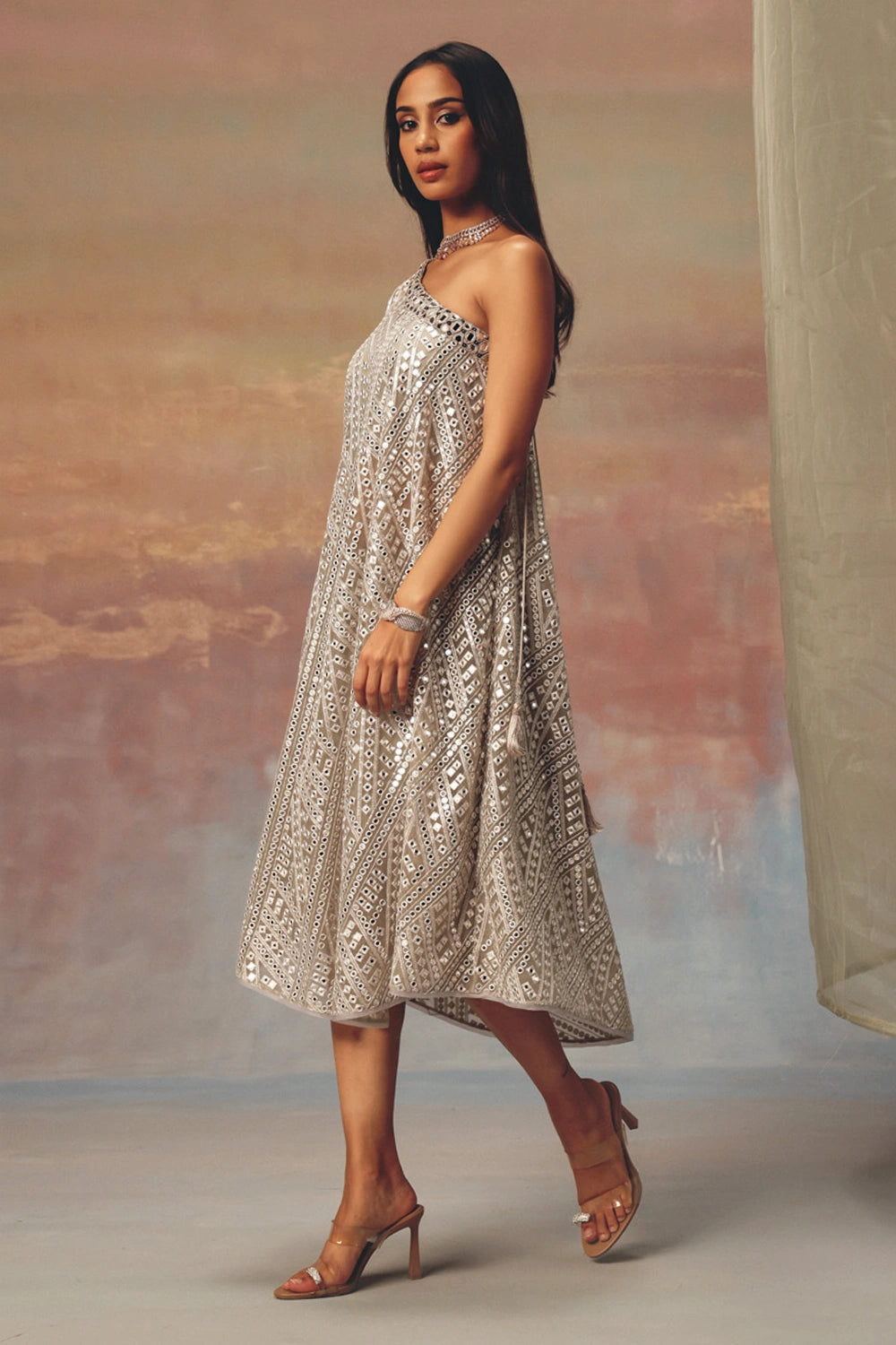 Silver One Shoulder Dress