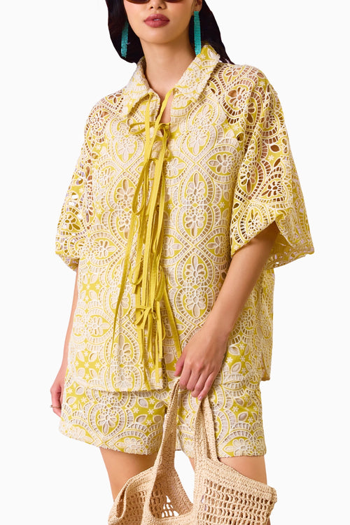 Sunshine Lace Elegance Shirt With Shorts