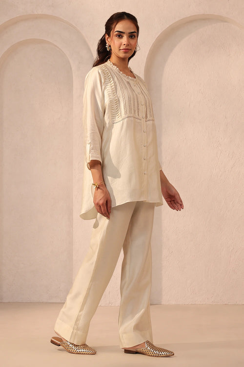 Vaayu Ivory Pintuck Co-ord Set