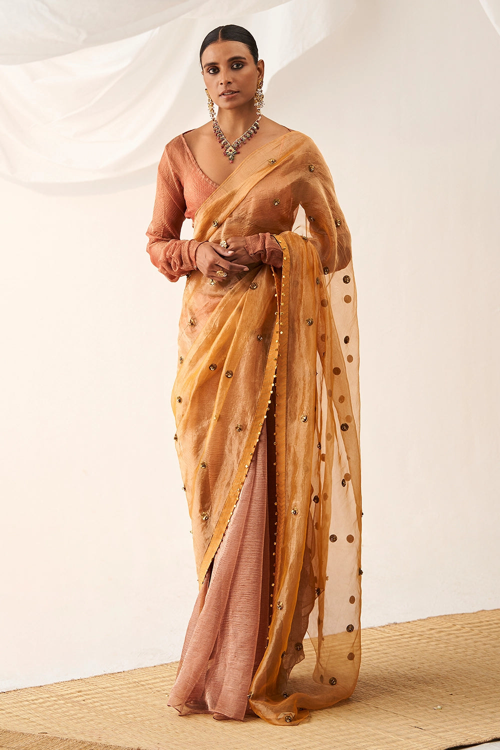 Vritra Peach Saree Set