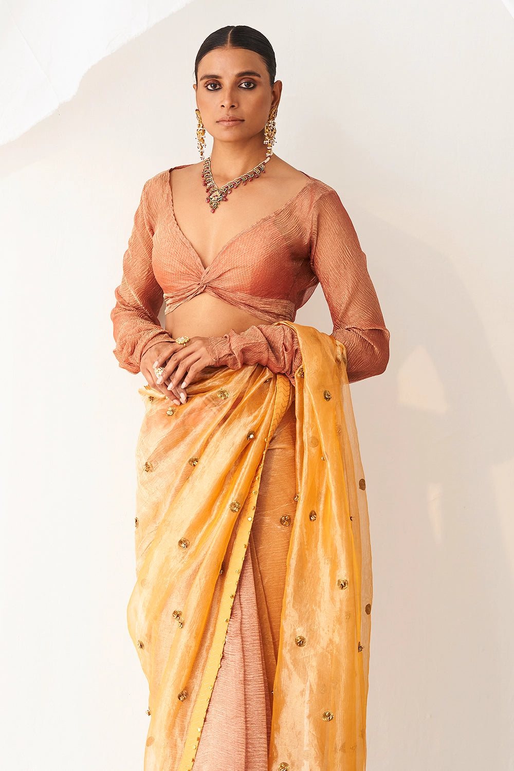 Vritra Peach Saree Set