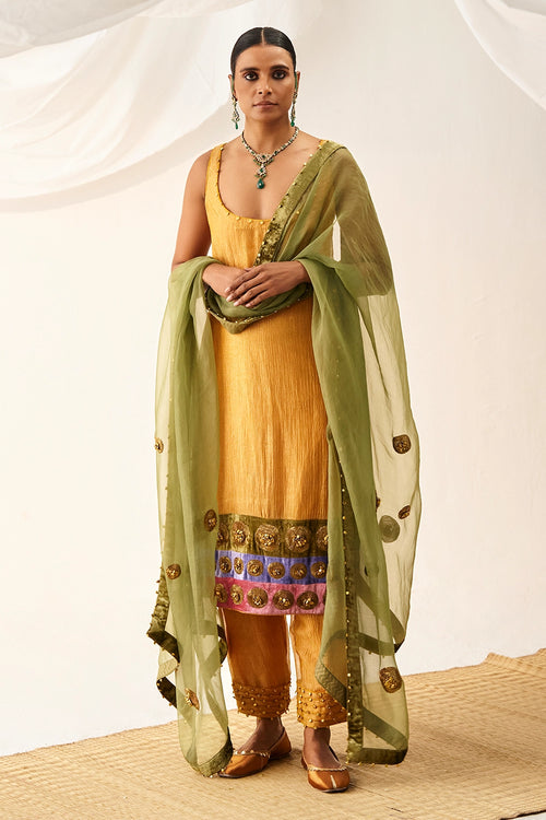 Kelaya Yellow - Olive Suit Set