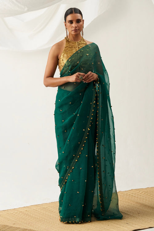 Amodini Emerald Green Saree Set