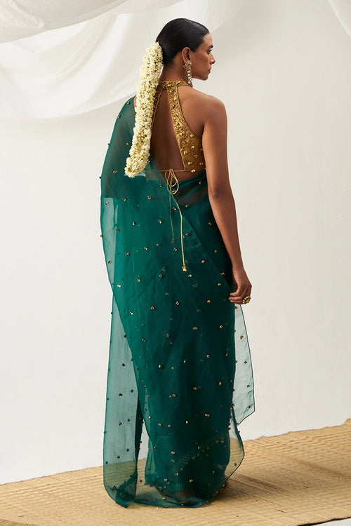 Amodini Emerald Green Saree Set