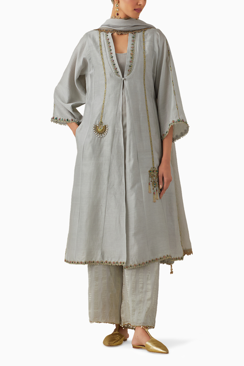 Ambreen Grey Kurta Set with Dupatta