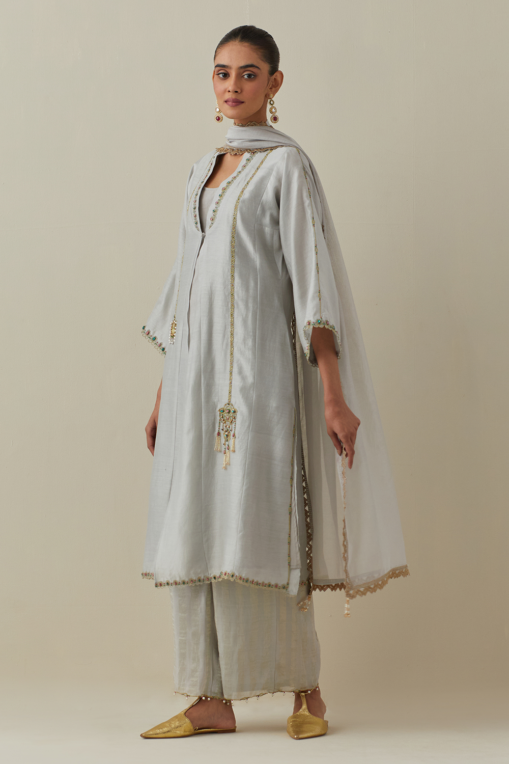 Ambreen Grey Kurta Set with Dupatta