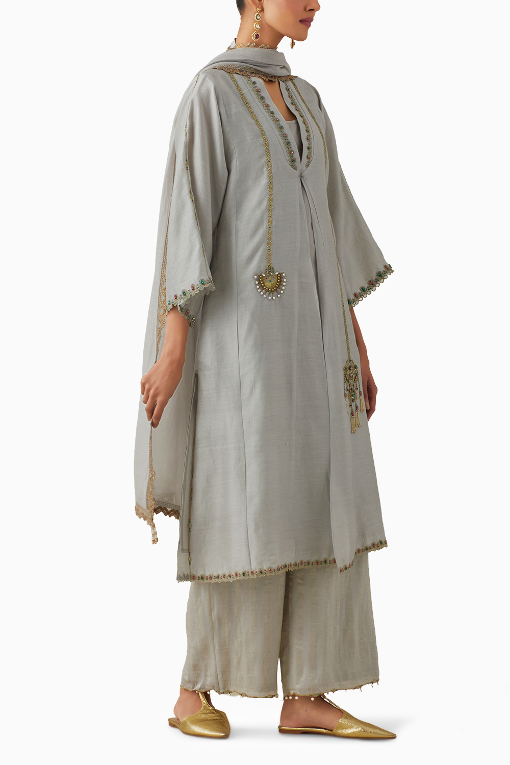 Ambreen Grey Kurta Set with Dupatta