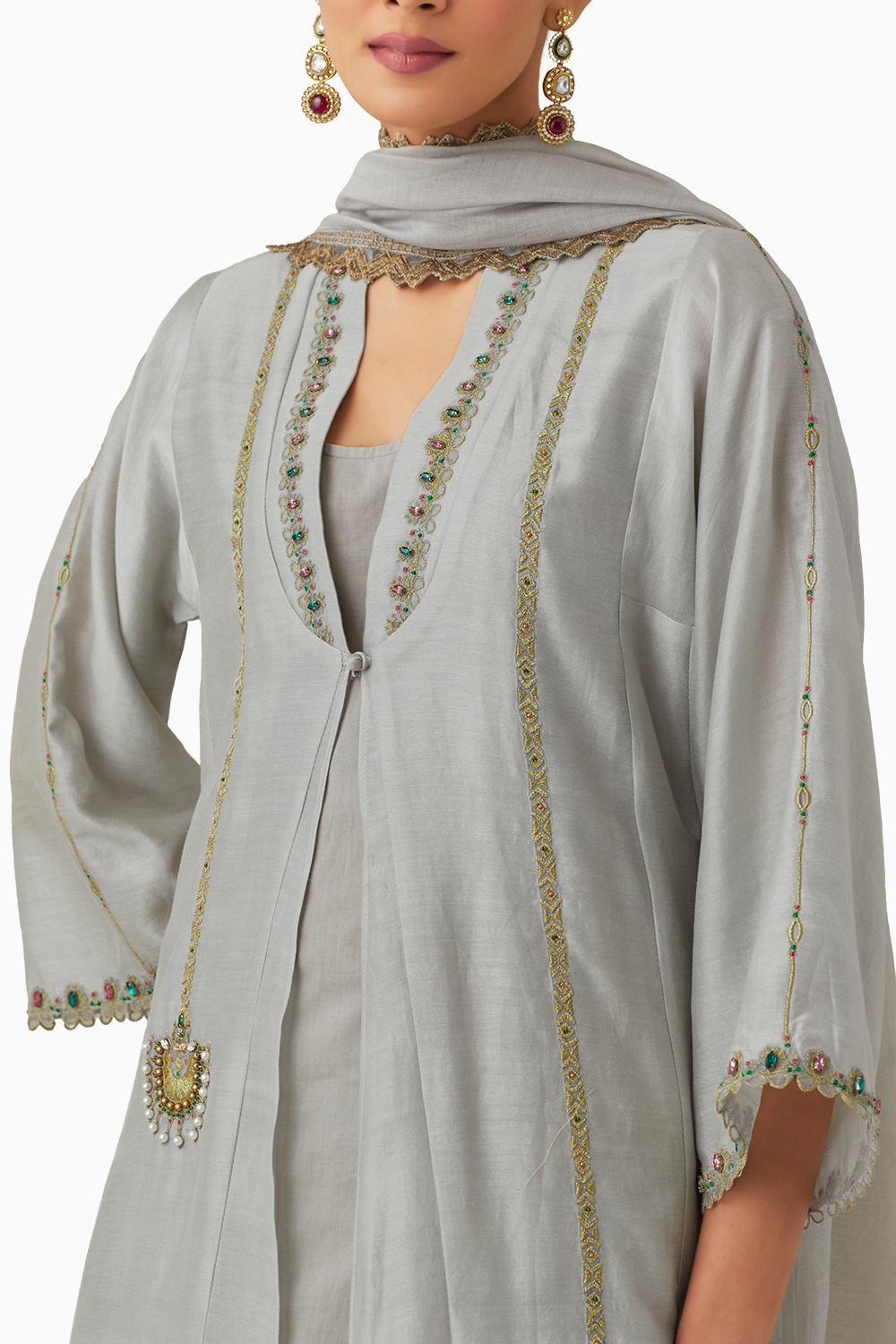 Ambreen Grey Kurta Set with Dupatta