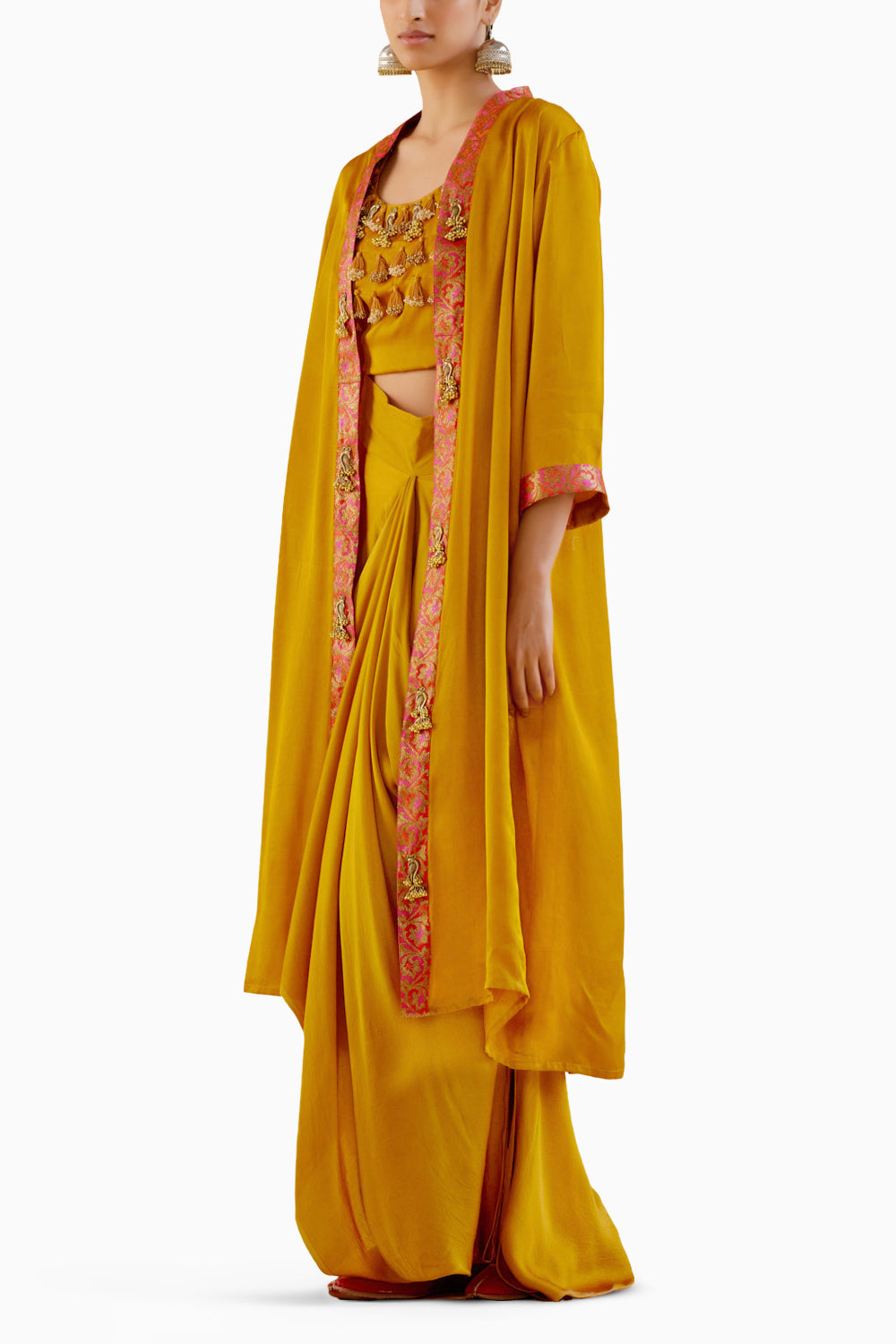 Malini Yellow Bandhini Jacket with Blouse and Skirt