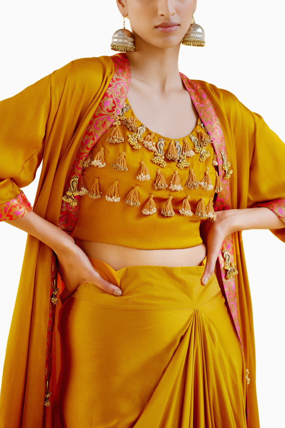 Malini Yellow Bandhini Jacket with Blouse and Skirt