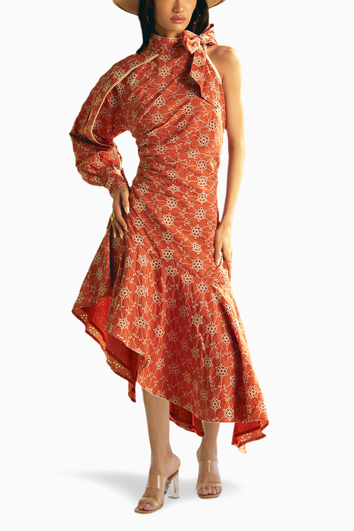 Carrot Pink Eyelet Dress