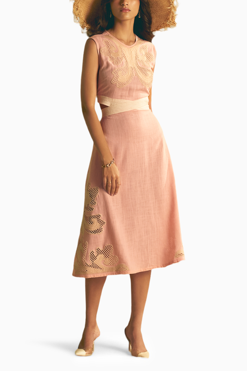 Caprese Embroidered Midi Dress