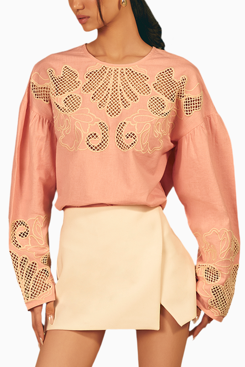 Flamingo Cutwork Embroidered Blouse